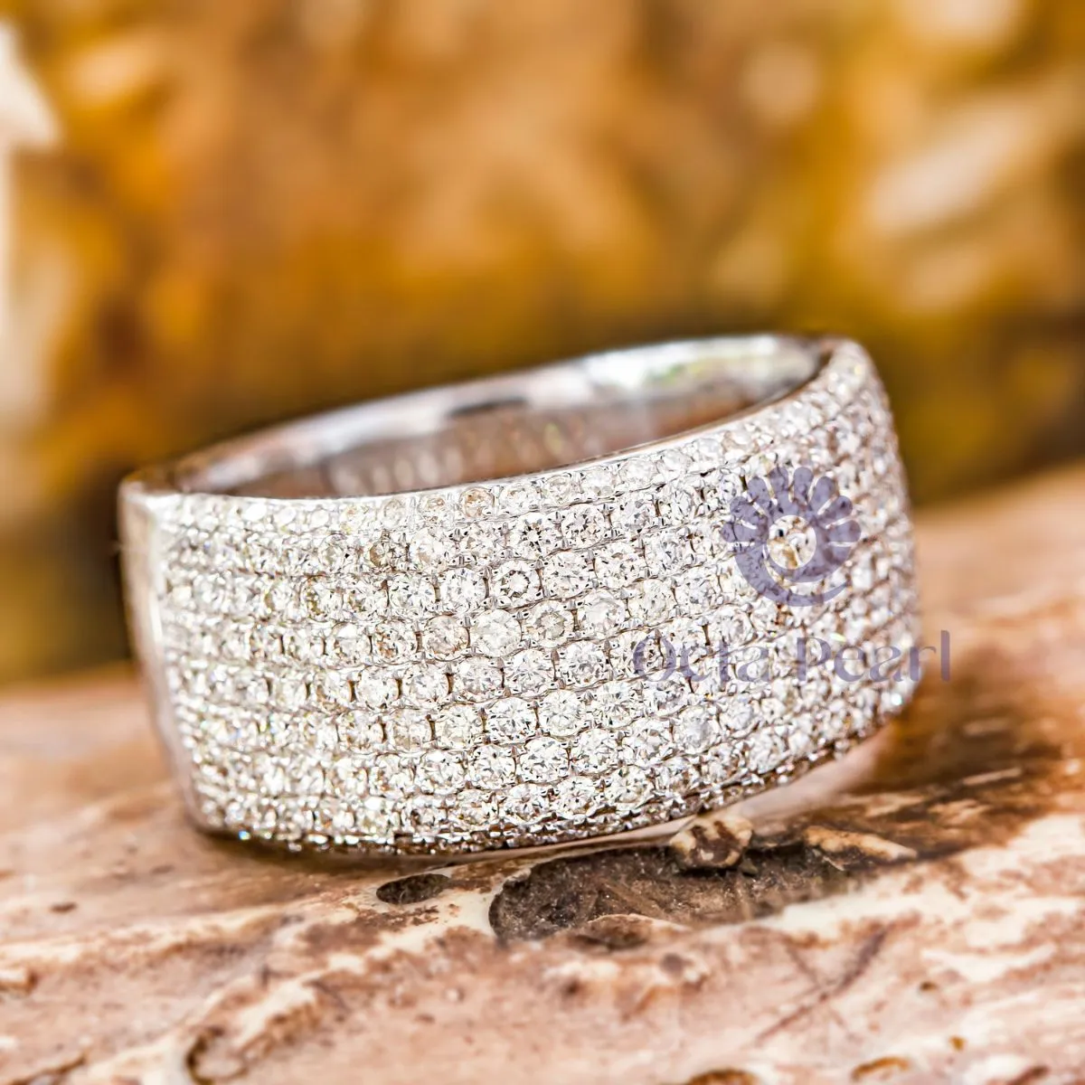 Round Moissanite Half Eternity Band For Men & Women
