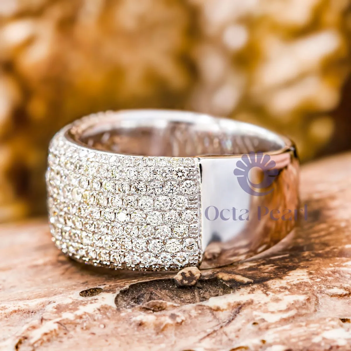 Round Moissanite Half Eternity Band For Men & Women