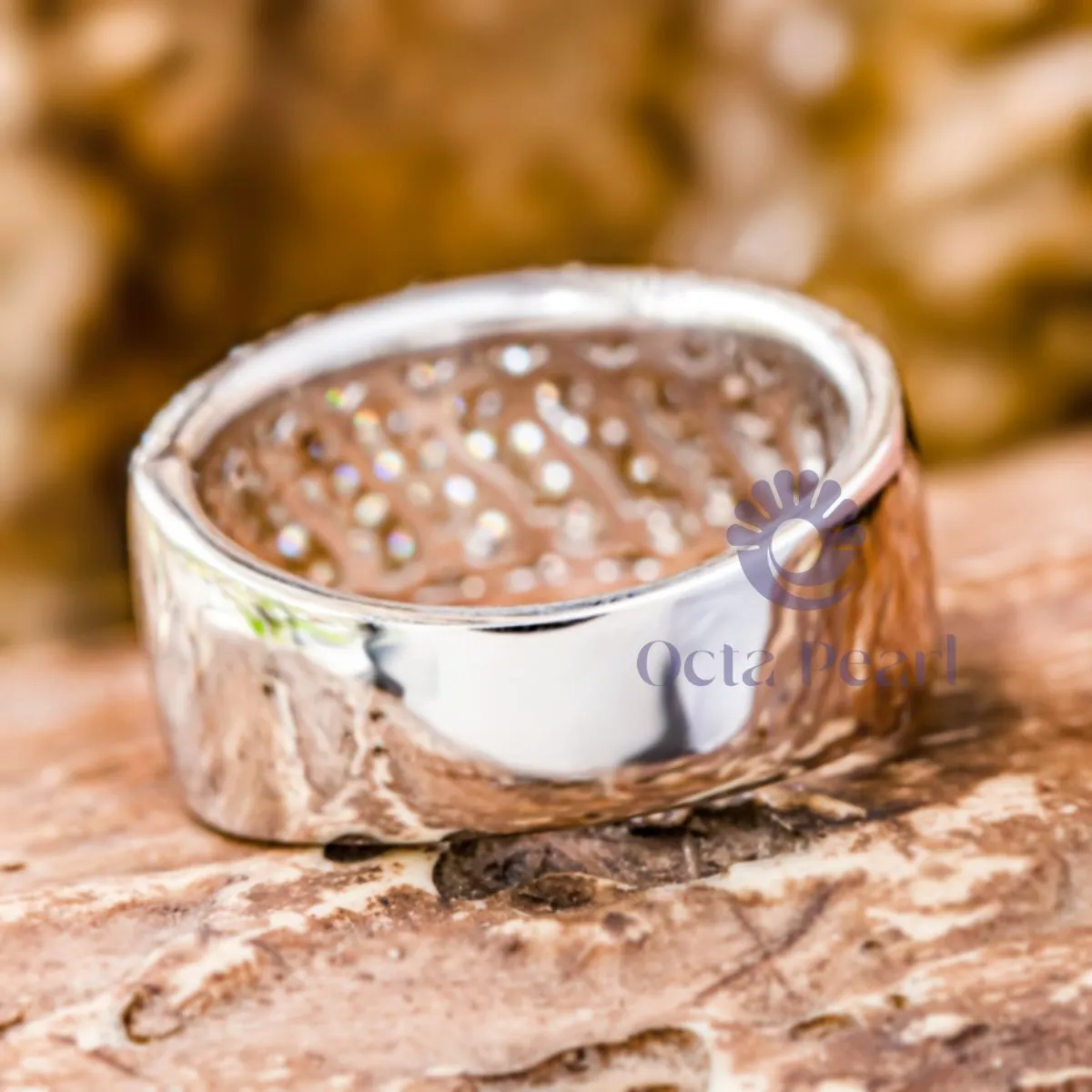 Round Moissanite Half Eternity Band For Men & Women