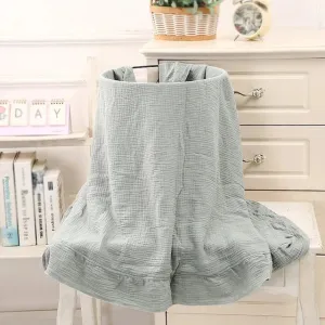 Ruffled Organic Cotton Muslin Swaddle Baby Blanket