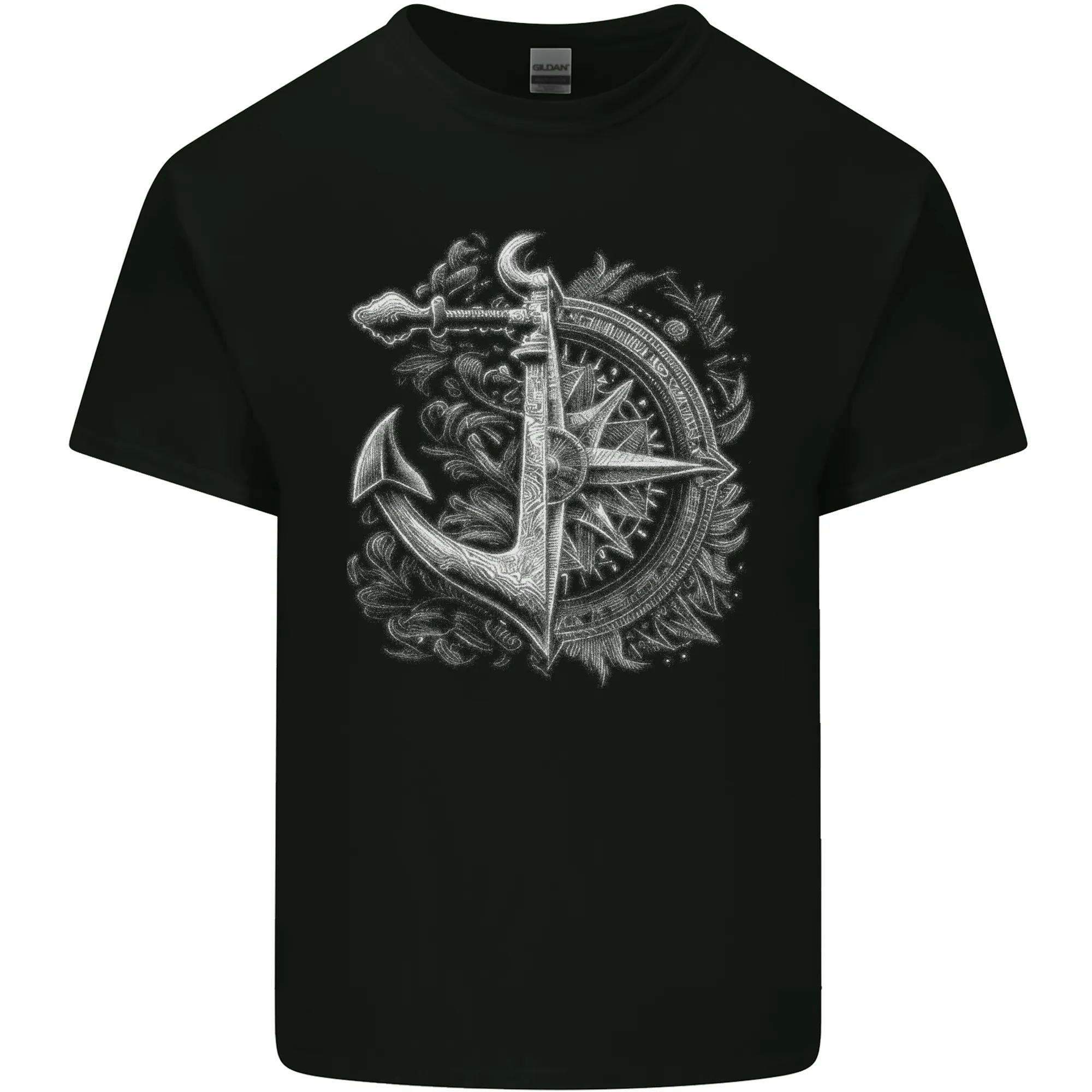 Sailing Compass Anchor Sailor Boat Yacht Mens Light Cotton T-Shirt