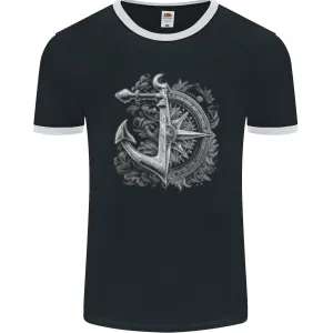 Sailing Compass Anchor Sailor Boat Yacht Mens Ringer T-Shirt FotL