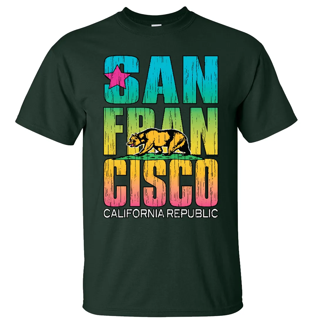 San Francisco California Neon Rainbow Asst Colors T-shirt/tee