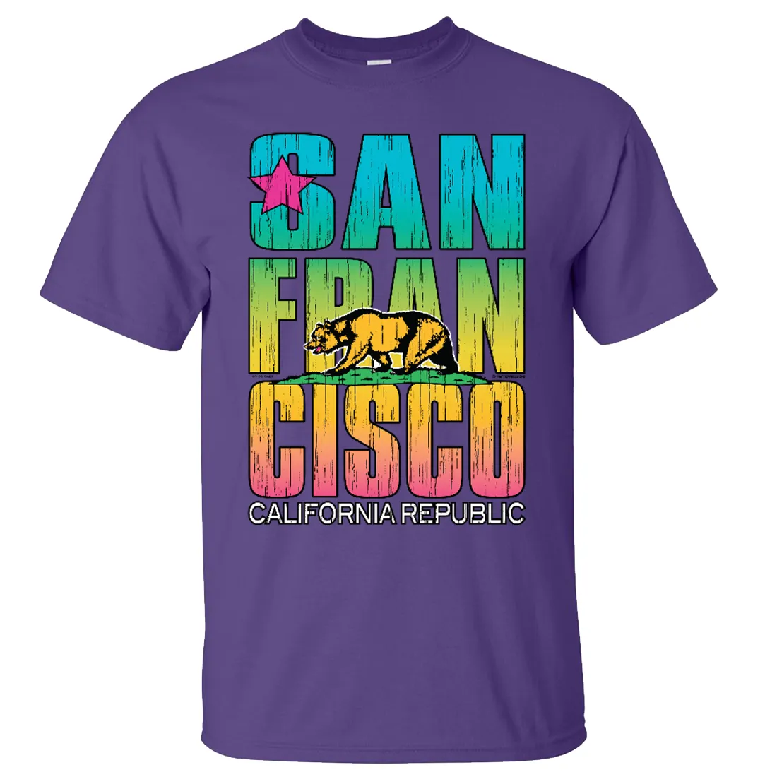 San Francisco California Neon Rainbow Asst Colors T-shirt/tee