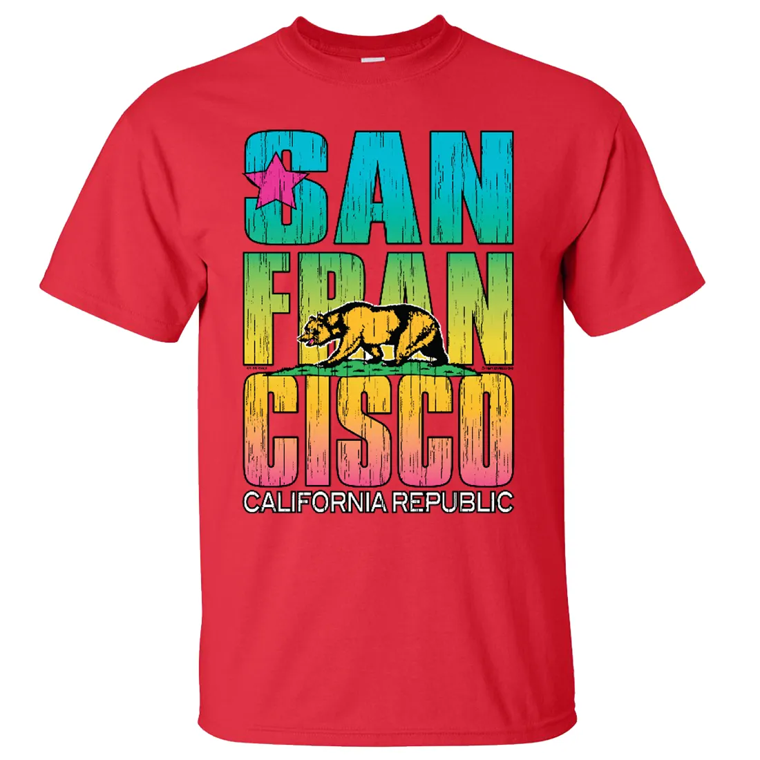 San Francisco California Neon Rainbow Asst Colors T-shirt/tee