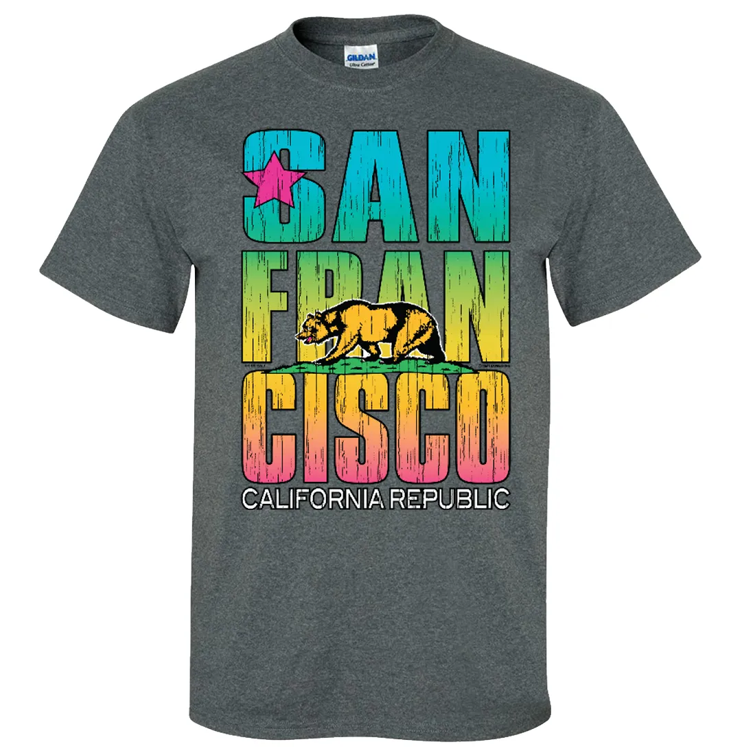 San Francisco California Neon Rainbow Asst Colors T-shirt/tee