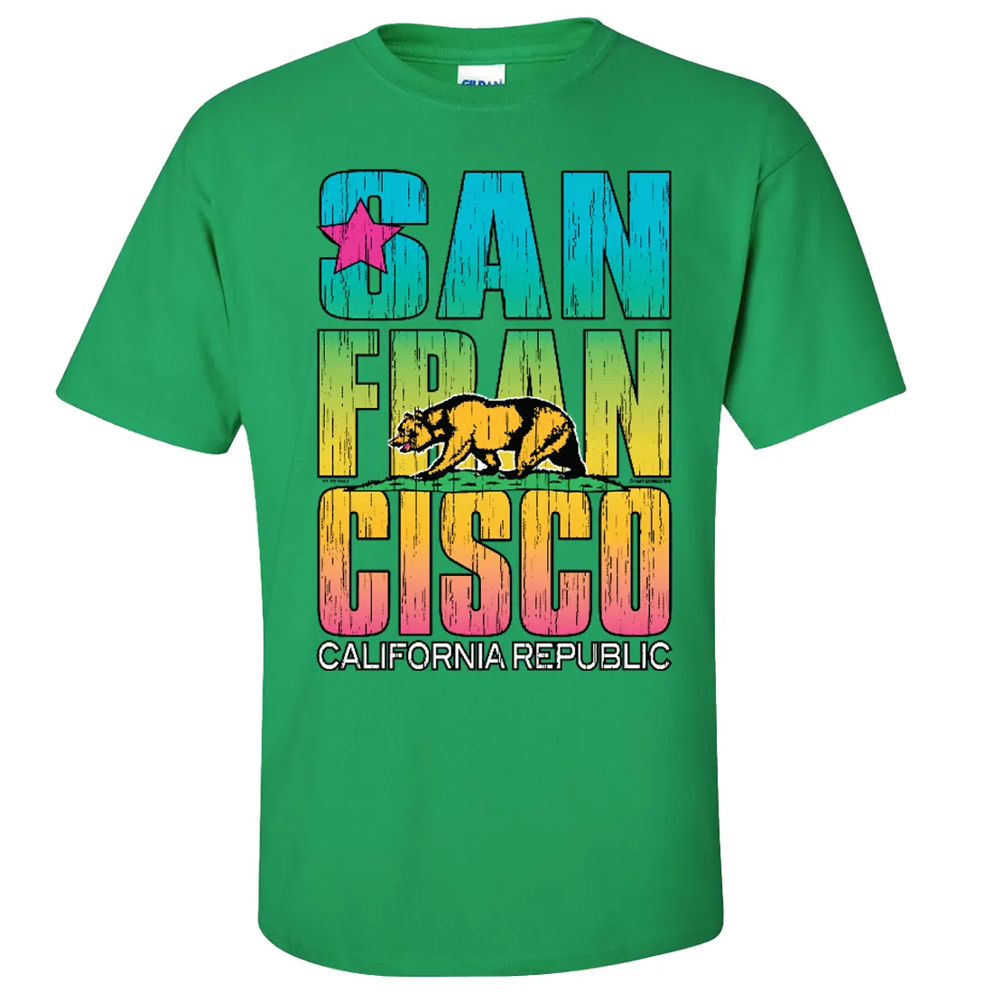 San Francisco California Neon Rainbow Asst Colors T-shirt/tee
