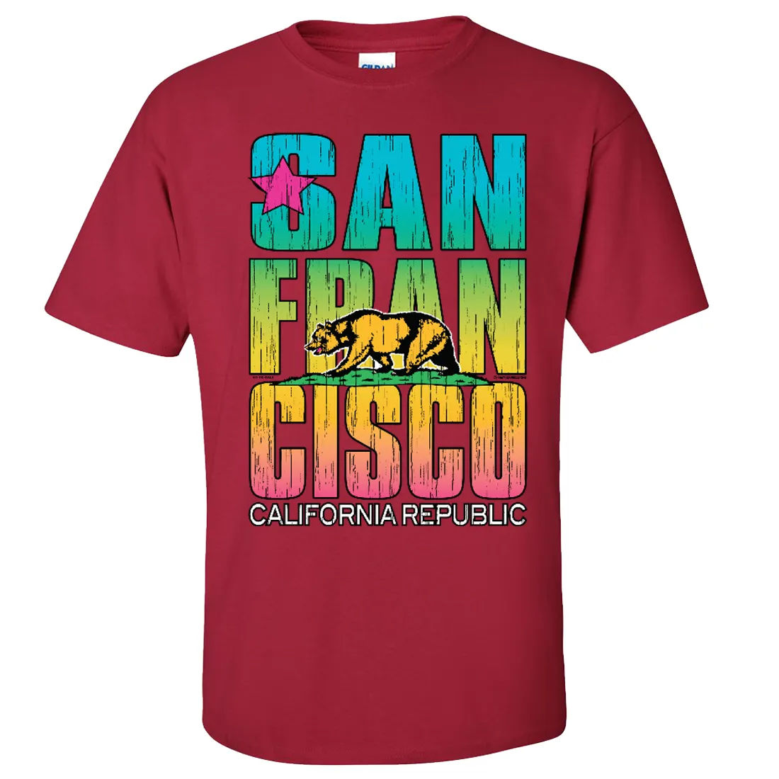 San Francisco California Neon Rainbow Asst Colors T-shirt/tee