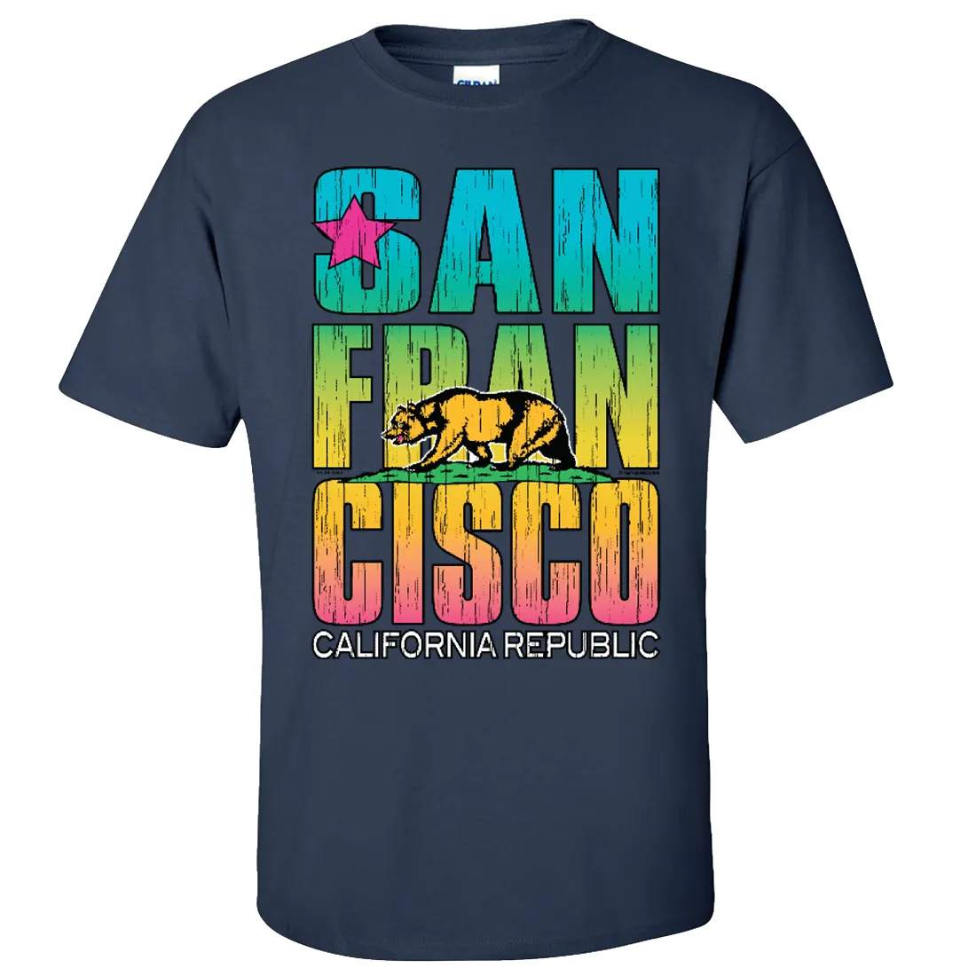 San Francisco California Neon Rainbow Asst Colors T-shirt/tee