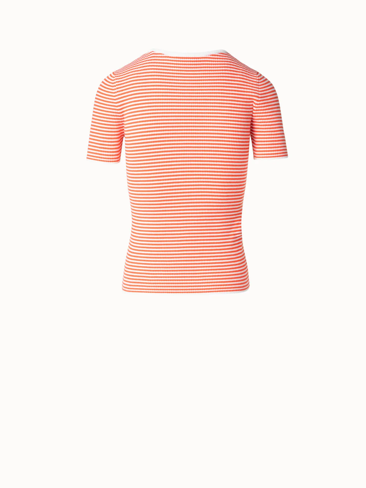 Short Sleeve Sweater in Striped Virgin Wool