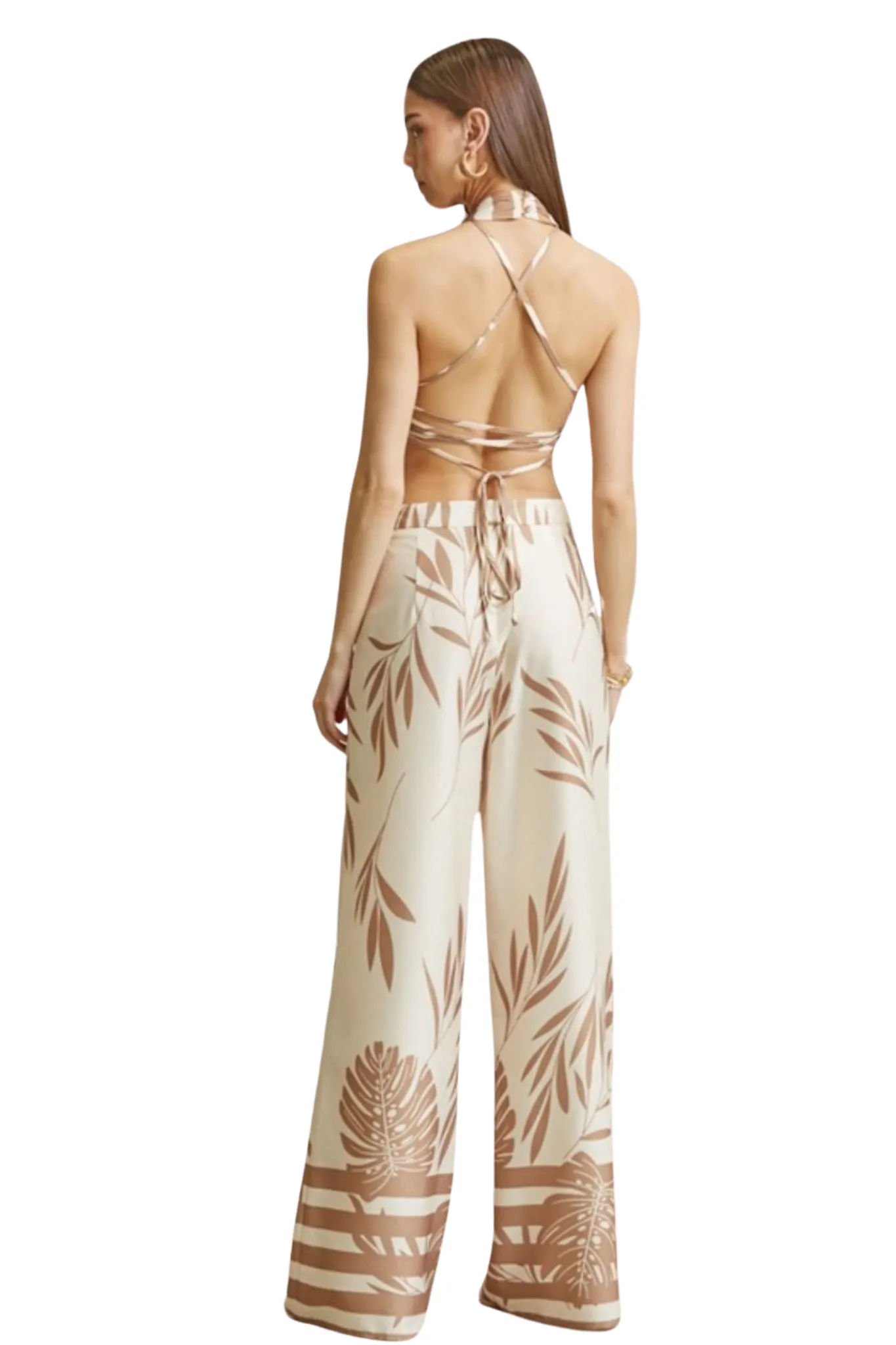 Simone Palm Print Pants Set