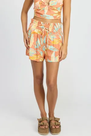 SMOCKED WAIST FLORAL SHORTS