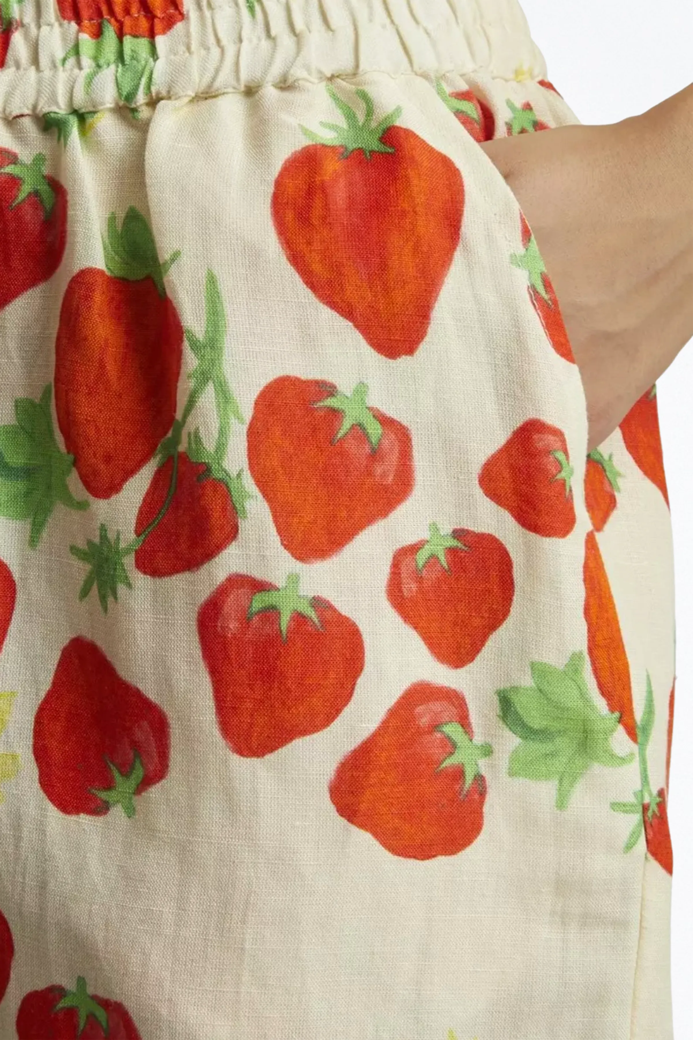 STRAWBERRY-PRINT LINEN-BLEND SHORTS