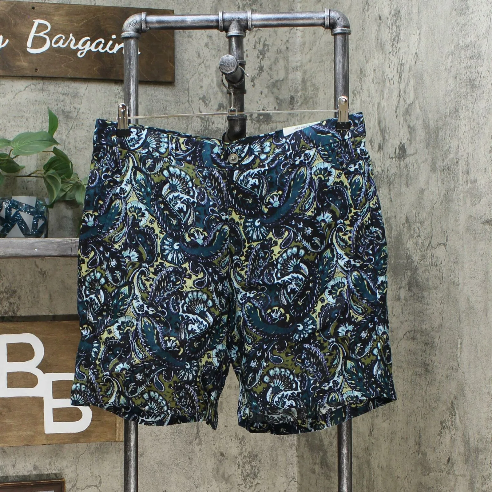 Tasso Elba Island Men's Paisley Print Linen Shorts