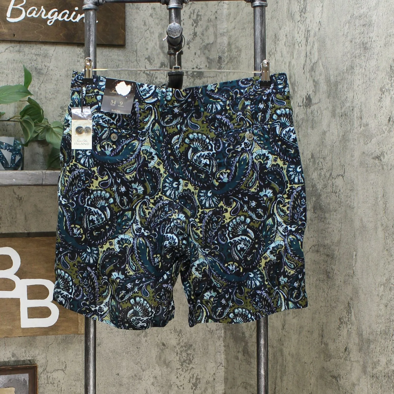 Tasso Elba Island Men's Paisley Print Linen Shorts