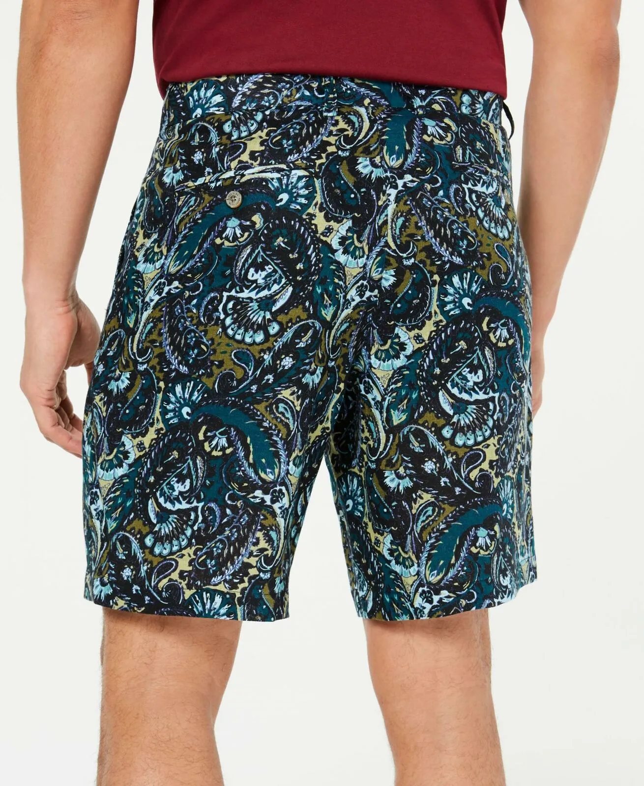 Tasso Elba Island Men's Paisley Print Linen Shorts