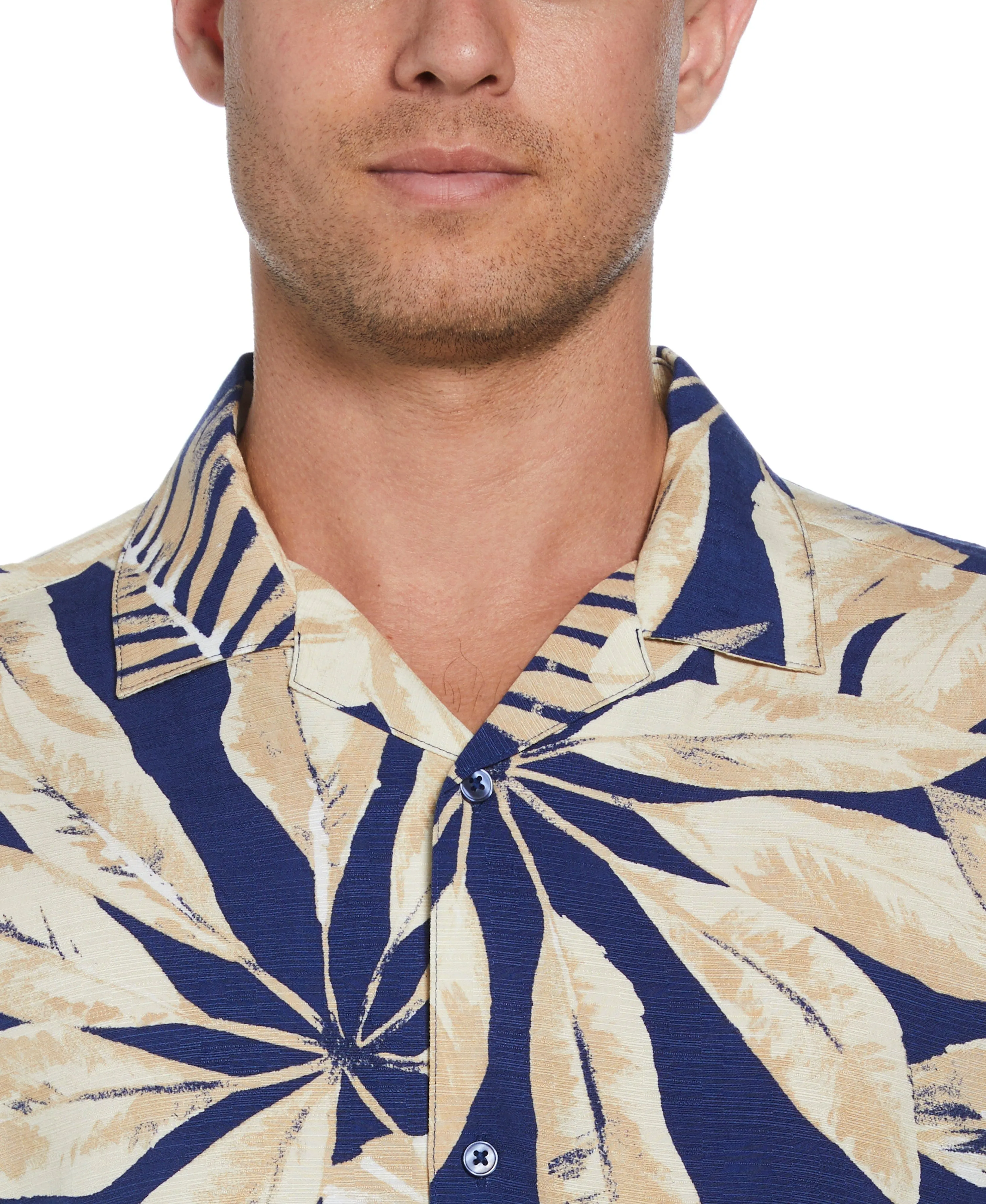 Textured Large Scale Palm Print Shirt
