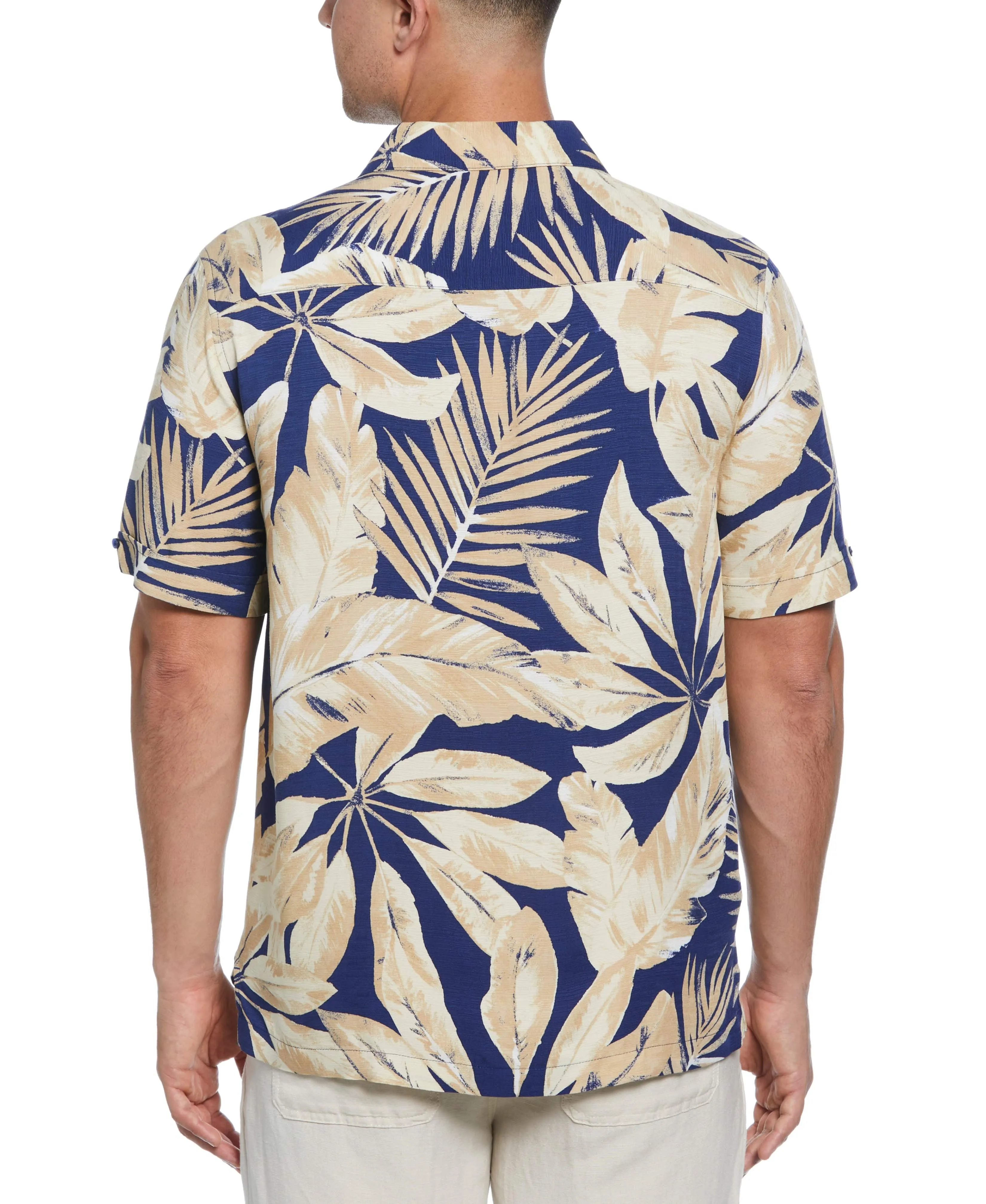 Textured Large Scale Palm Print Shirt