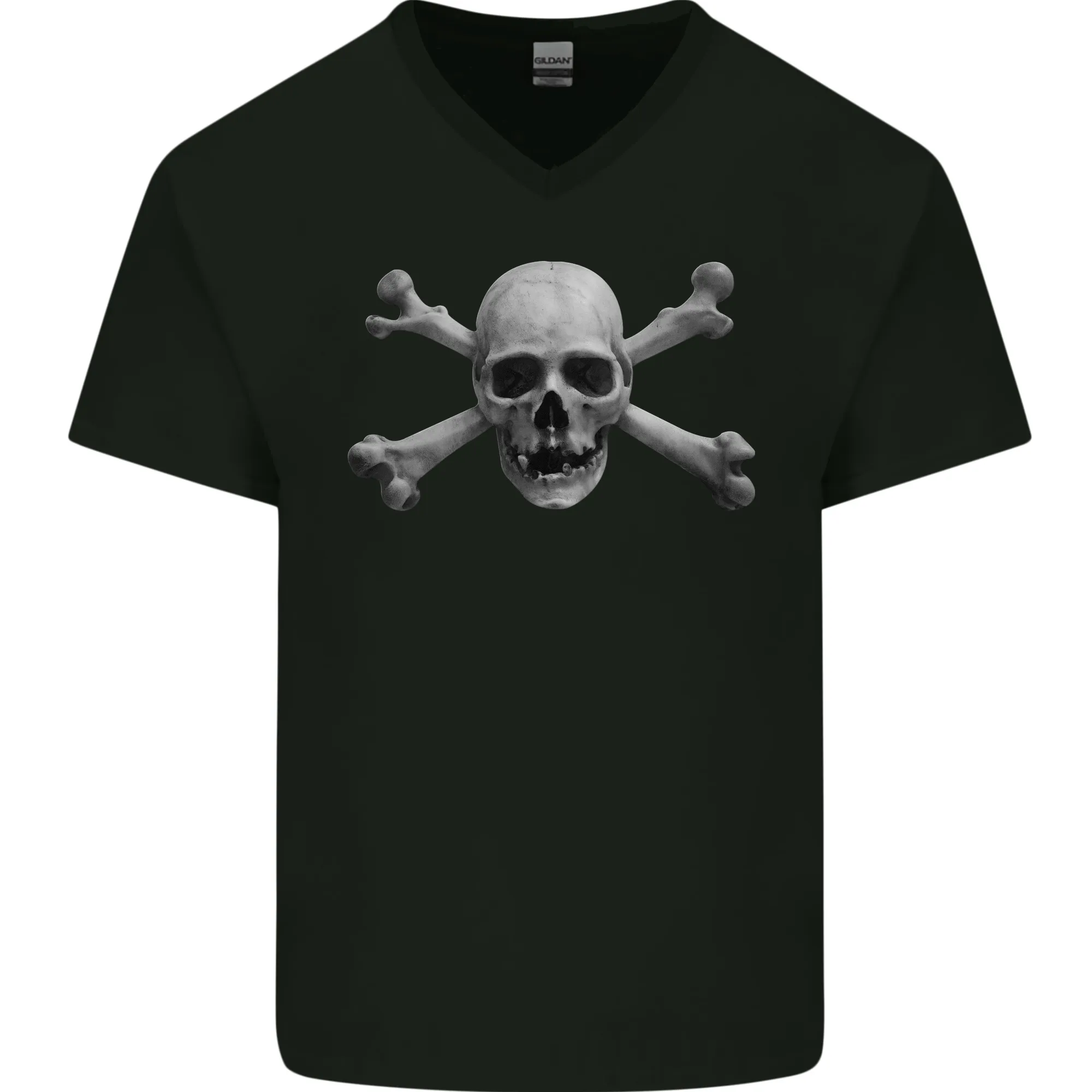 The Jolly Roger Skull Pirates Sailing Sailor Mens V-Neck Cotton T-Shirt