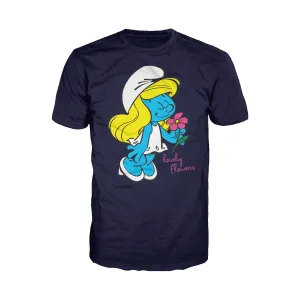 The Smurfs Smurfette Character Flowers Official Men's T-shirt (Navy)