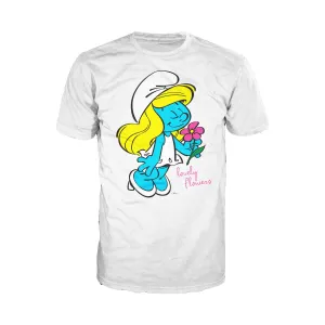 The Smurfs Smurfette Character Flowers Official Men's T-shirt (White)