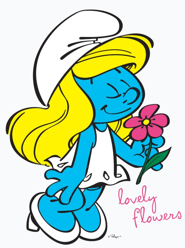 The Smurfs Smurfette Character Flowers Official Men's T-shirt (White)