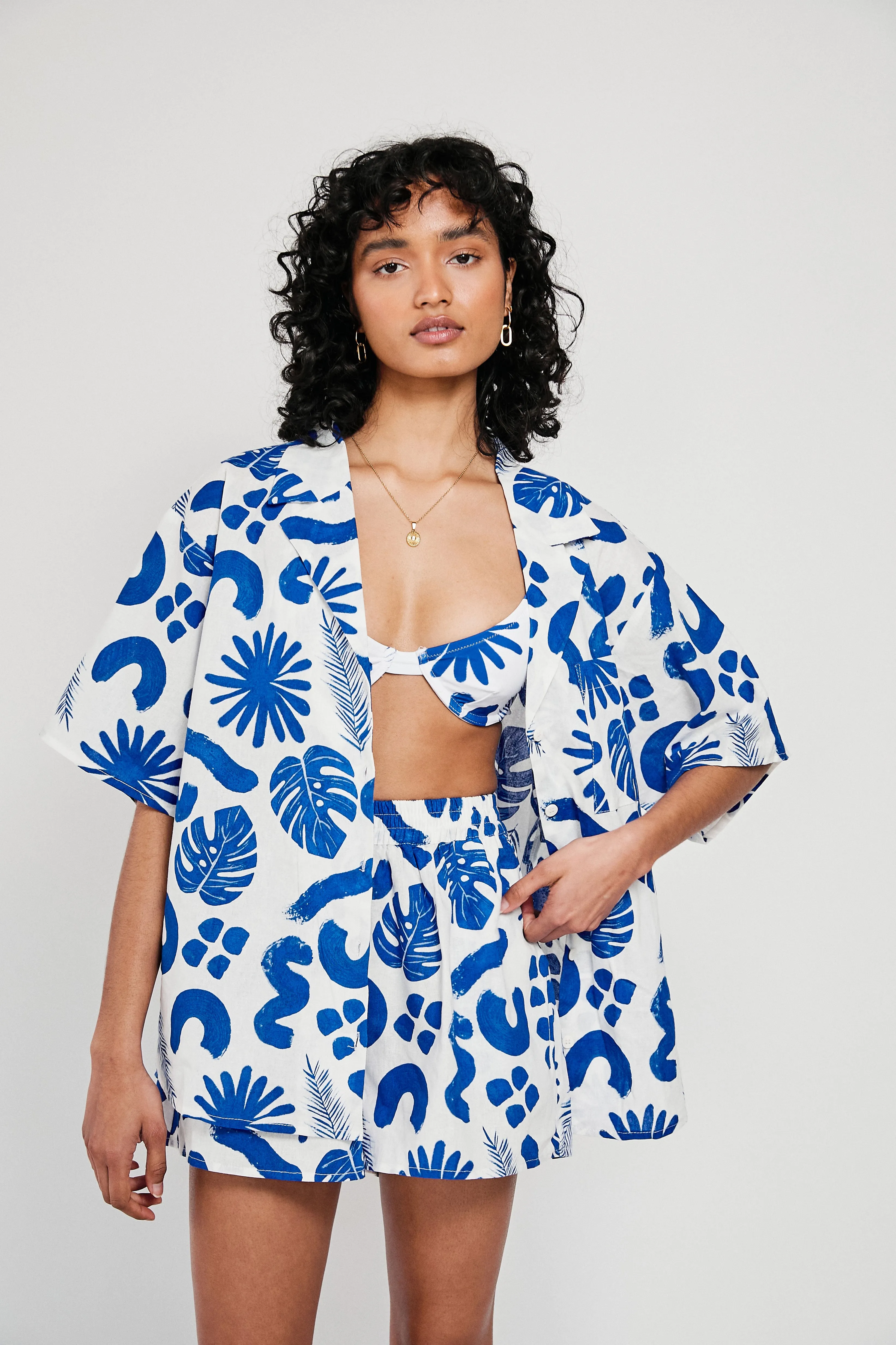 Thessy Top - Blue Leaf