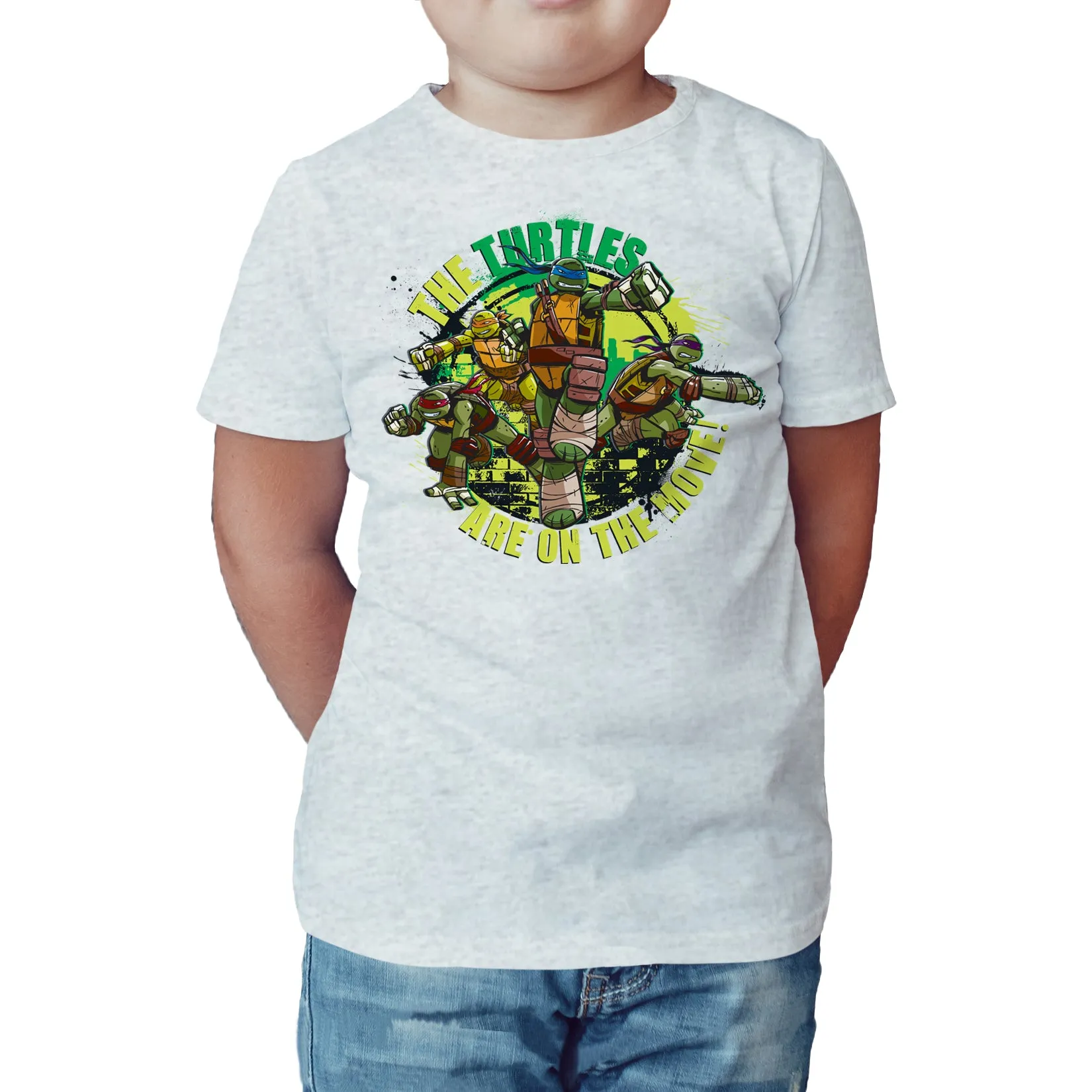 TMNT Gang Move Official Kid's T-Shirt (Heather Grey)