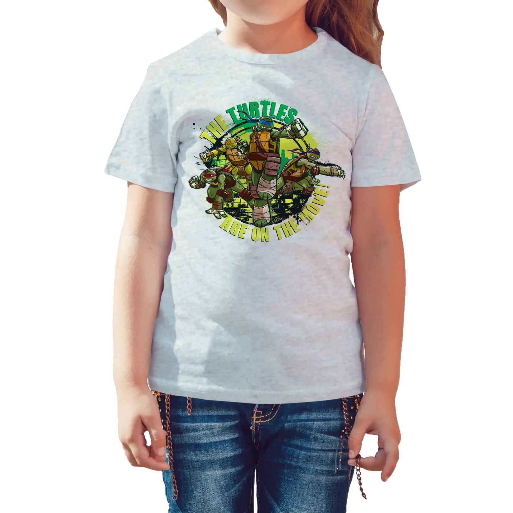 TMNT Gang Move Official Kid's T-Shirt (Heather Grey)