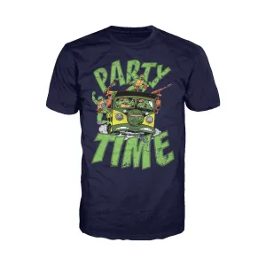 TMNT Gang Retro Party Wagon Official Men's T-Shirt (Navy)