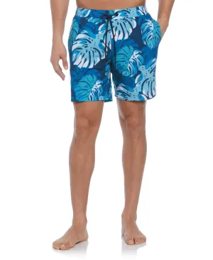 Tropical Leaf Print Swim Short
