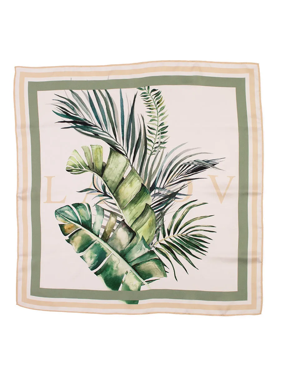 Tropical Palm Print Silk Scarf