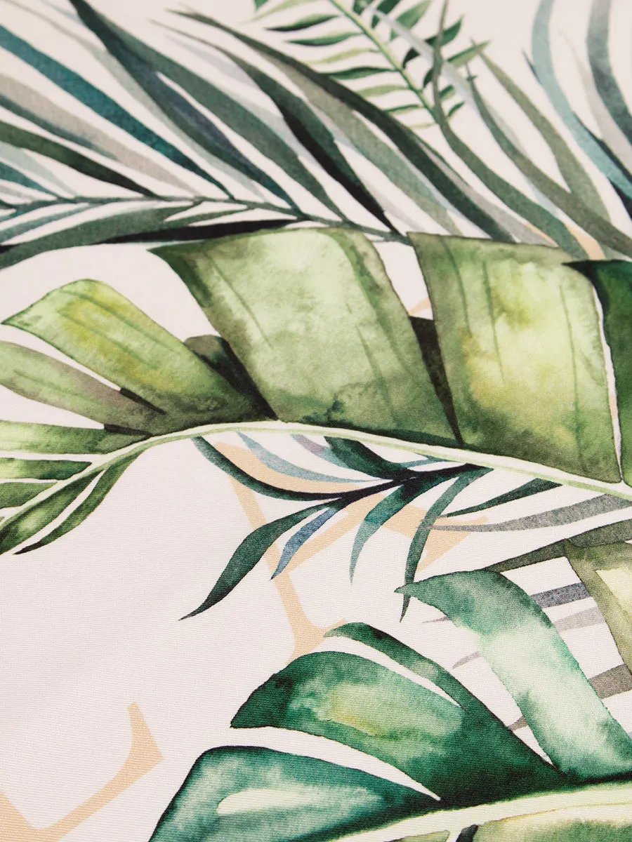 Tropical Palm Print Silk Scarf
