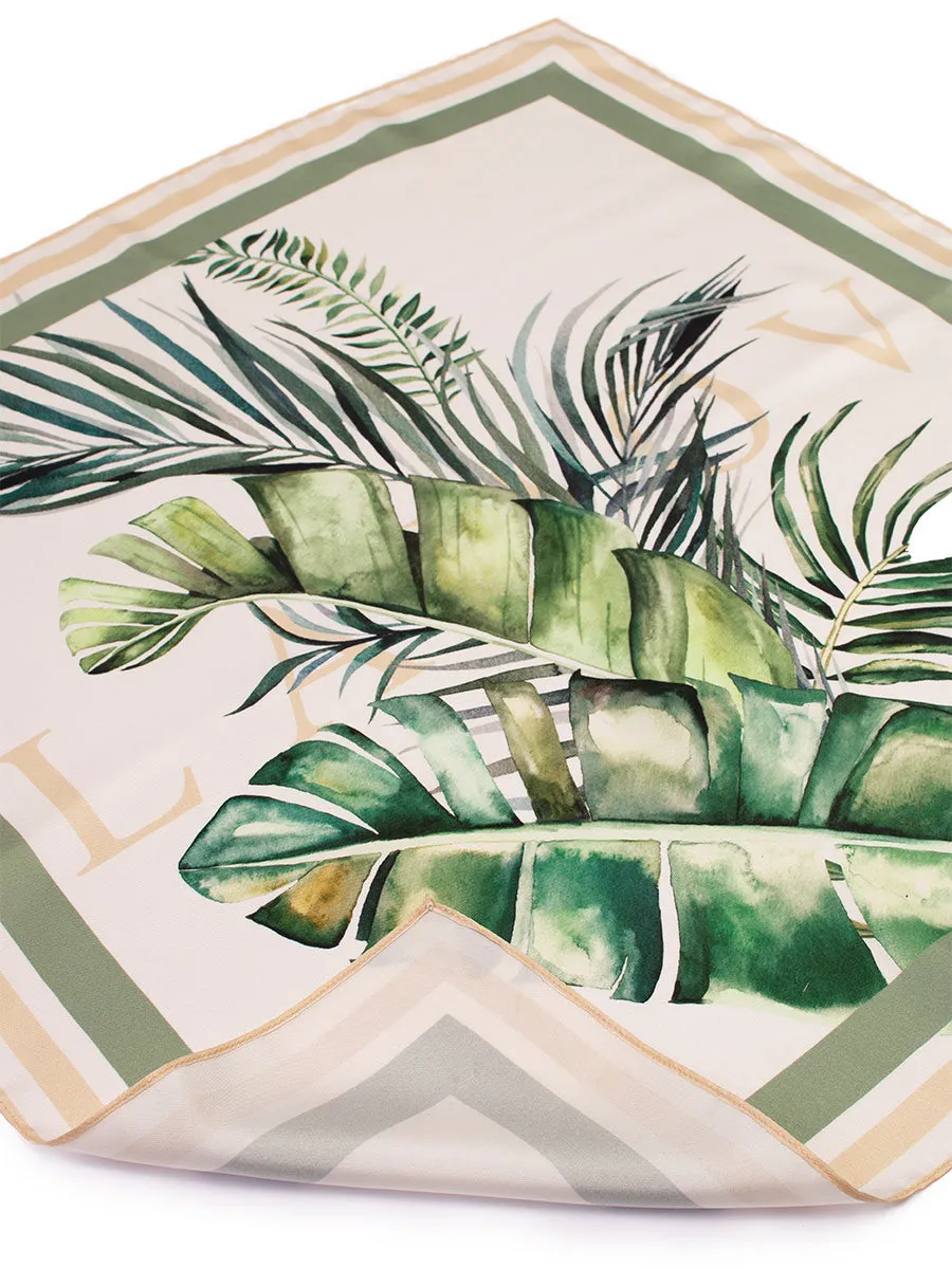 Tropical Palm Print Silk Scarf