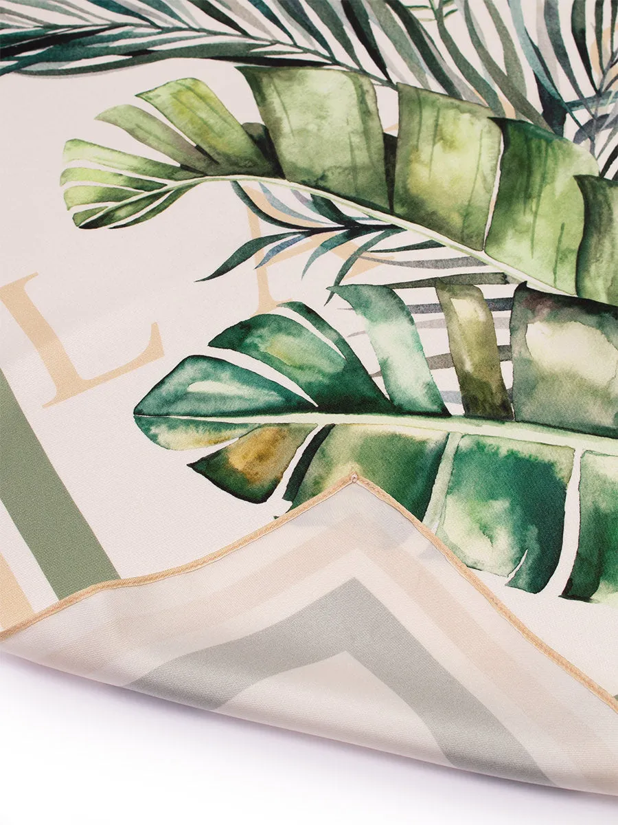 Tropical Palm Print Silk Scarf