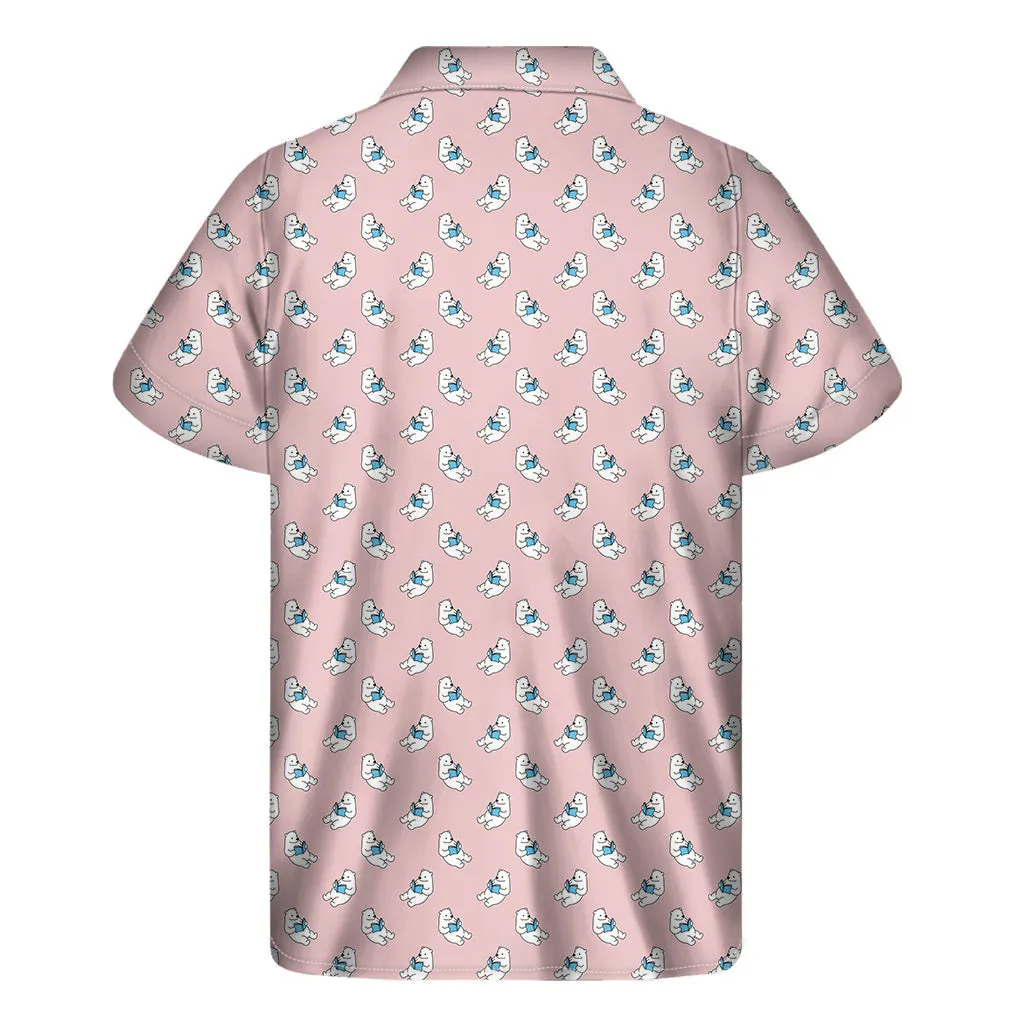 Tropical Paradise: Hawaiian Polar Bear Reading Book Short Sleeve Shirt
