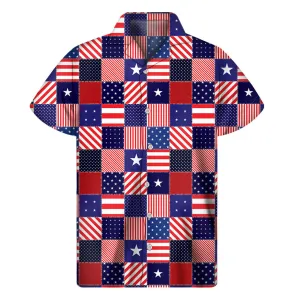 Tropical Vibes: Hawaiian Patchwork Print Men's Short Sleeve Shirt