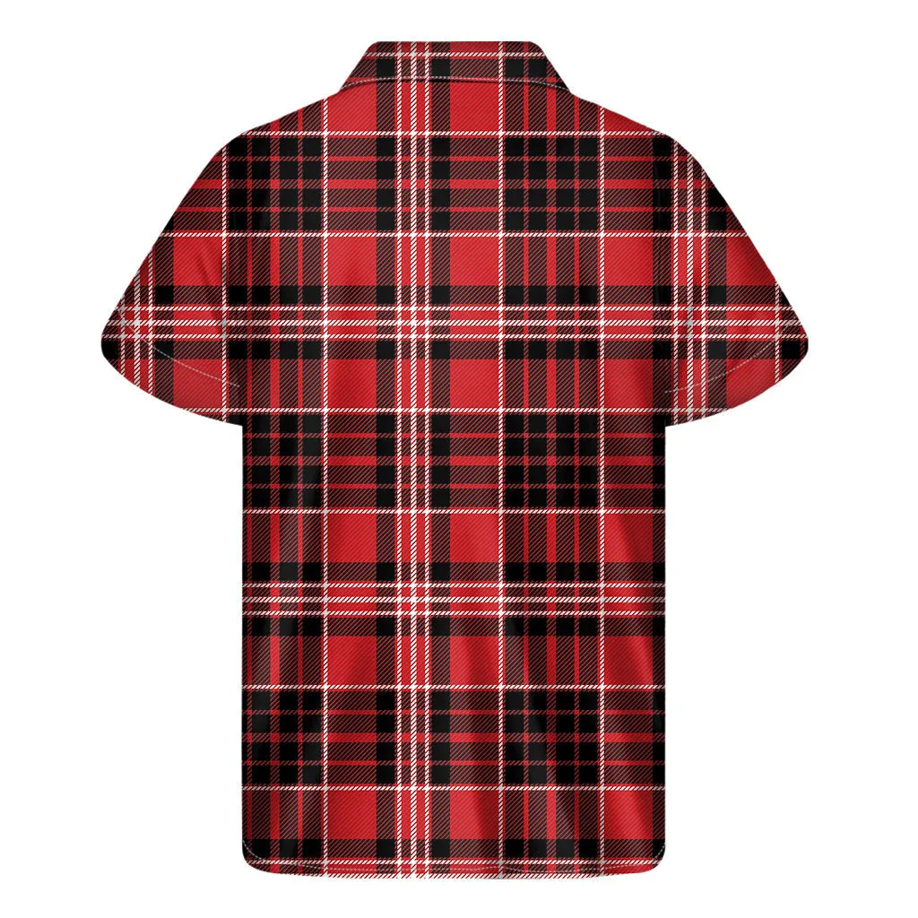 Tropical Vibes: Hawaiian Short Sleeve Shirt in Red, Black, and White Plaid