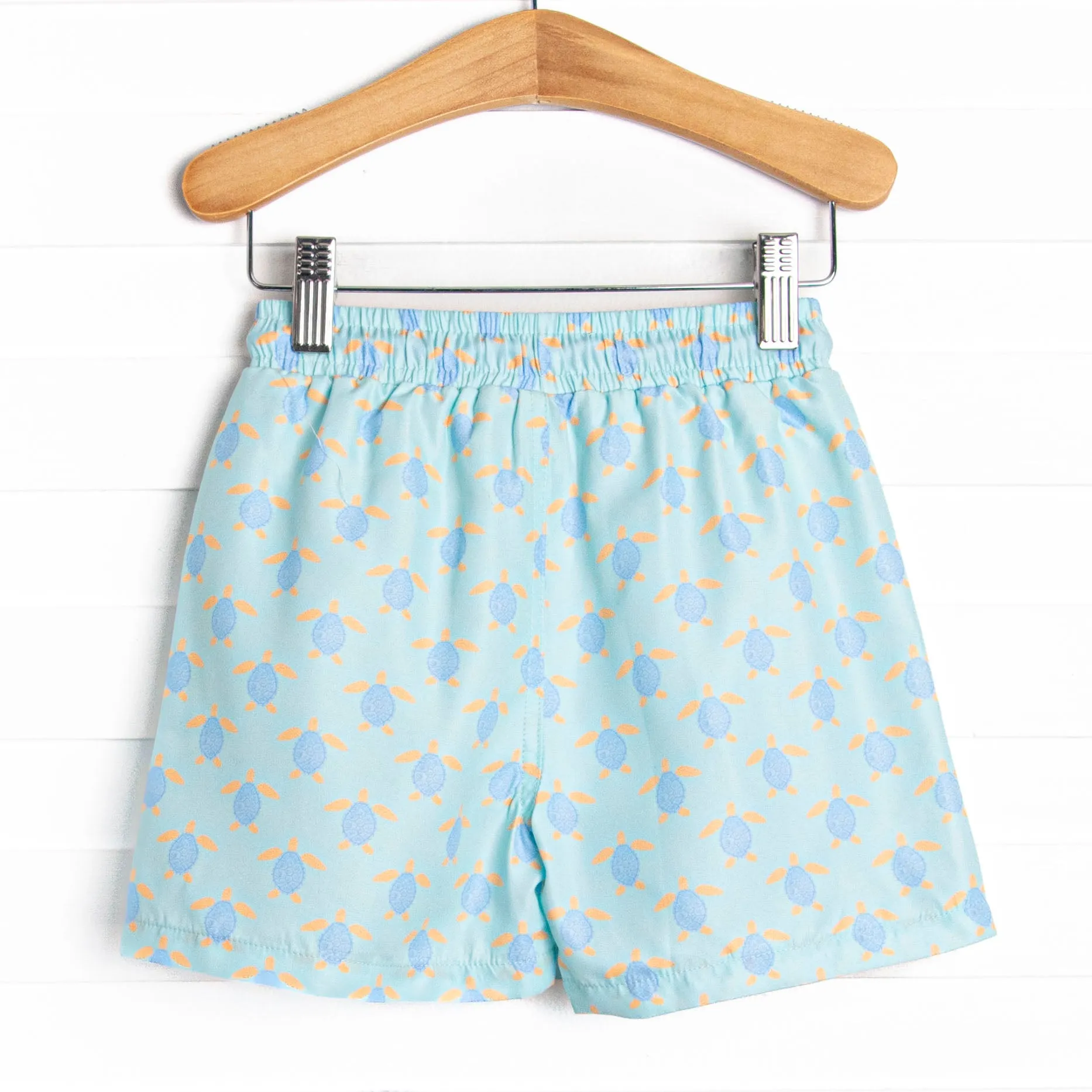 Turquoise Turtles Swim Trunks, Green