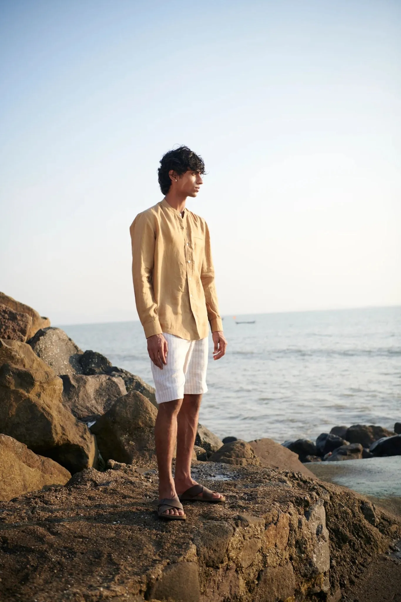 Undyed Boldstripe Linen Men's Golf Shorts