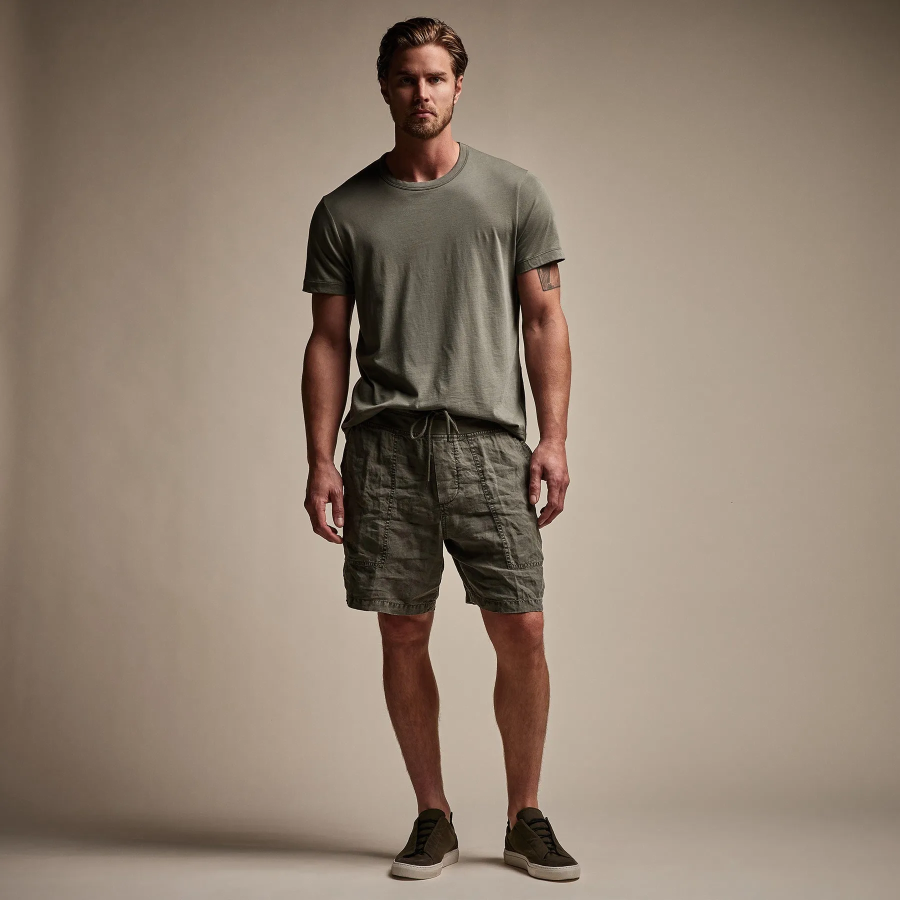 Utility Linen Short - Palm Pigment