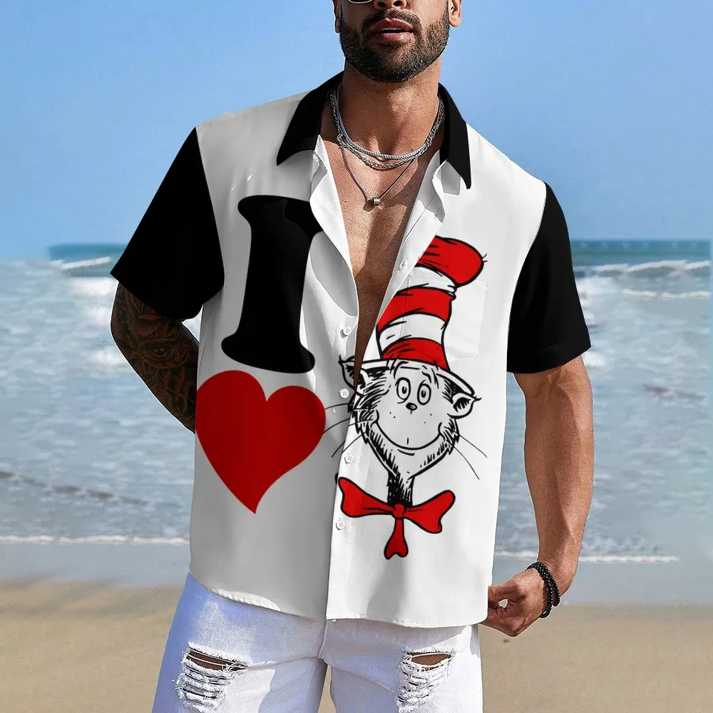 Valentine's Day Love Cartoon Casual Short Sleeve Shirt 2401000104
