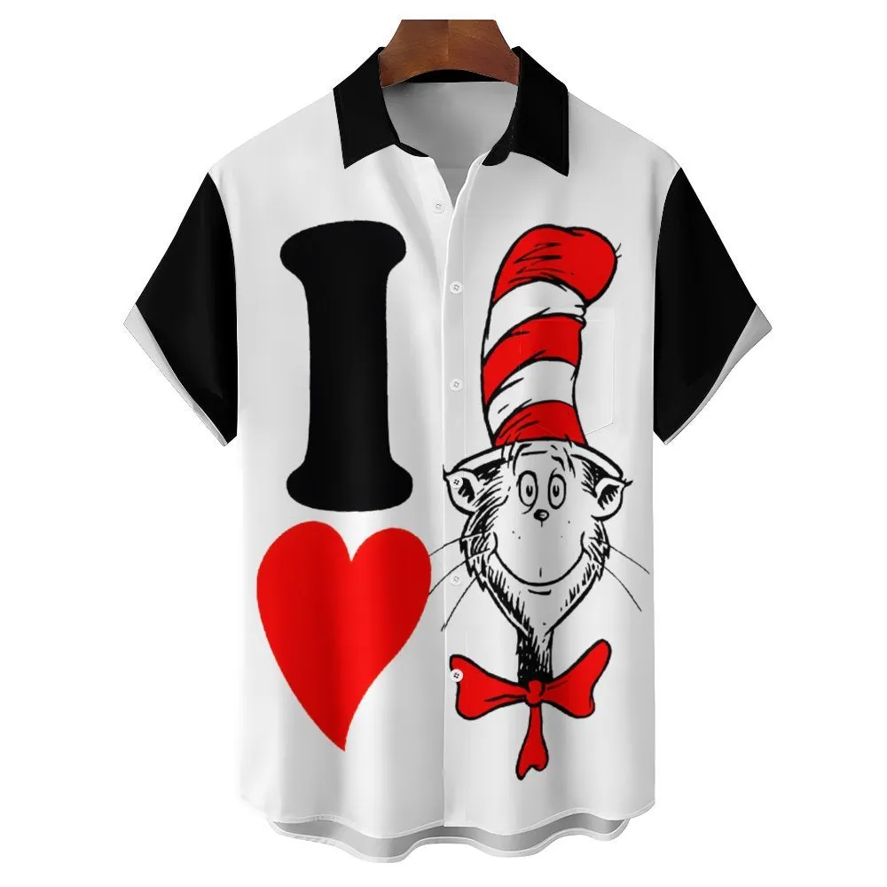 Valentine's Day Love Cartoon Casual Short Sleeve Shirt 2401000104