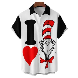 Valentine's Day Love Cartoon Casual Short Sleeve Shirt 2401000104