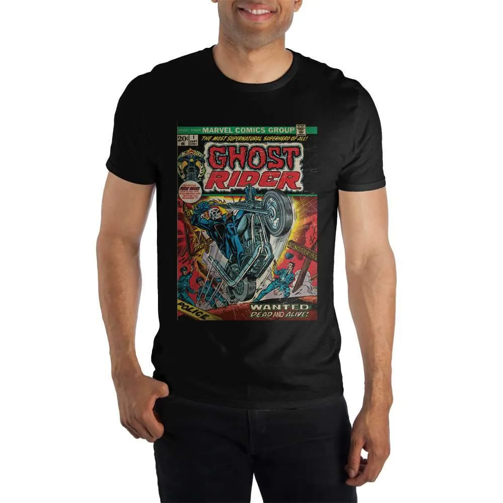 Vintage Classic Ghost Rider Comic Book Cover Black T-Shirt Tee Shirt