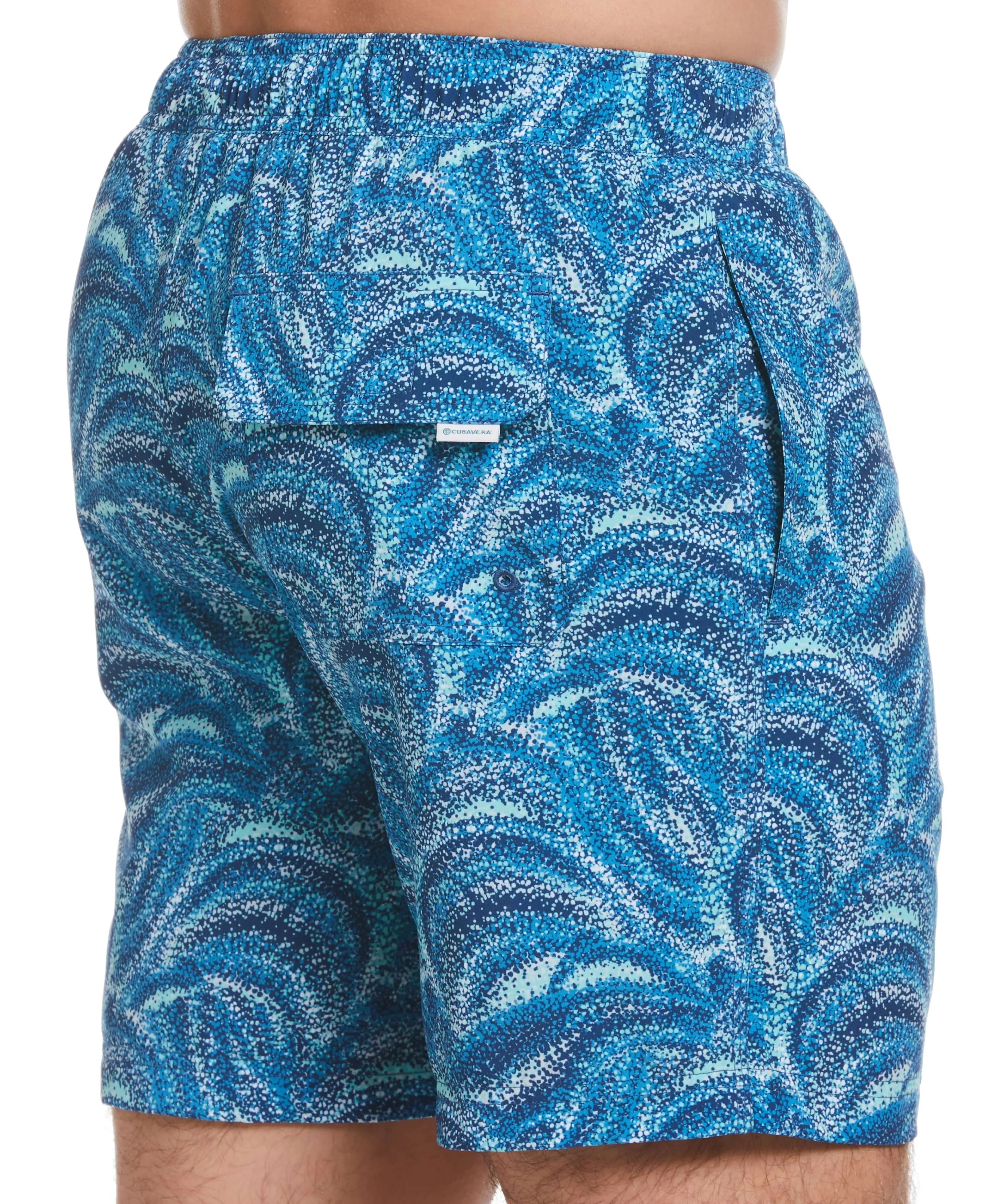 Wave Print 7" Swim Trunks