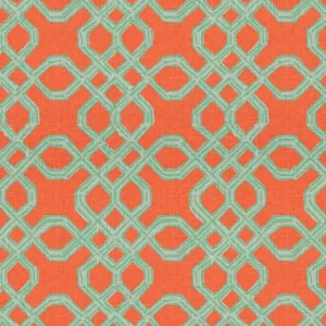 Well Connected - Aqua/Orange Fabric - By The Yard