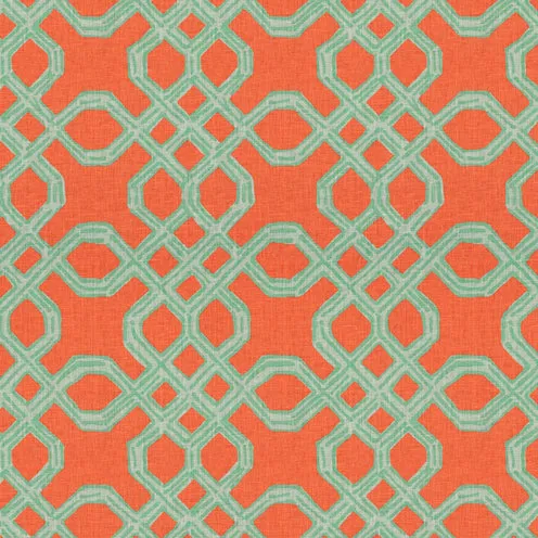 Well Connected - Aqua/Orange Fabric - By The Yard