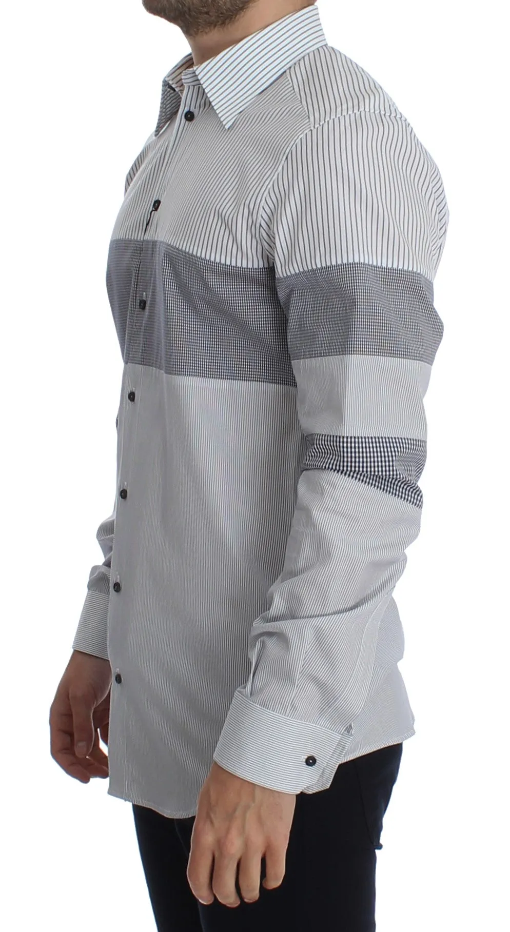 White Blue Striped GOLD Slim Fit Casual Shirt