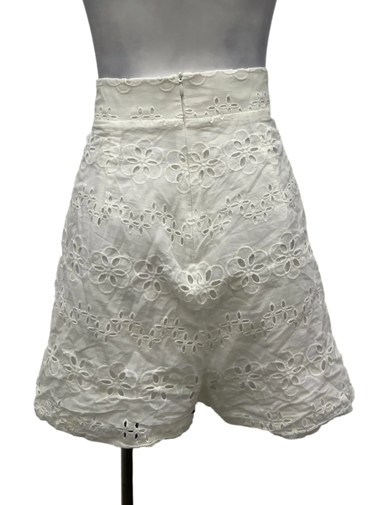 White High Waisted Eyelet Shorts